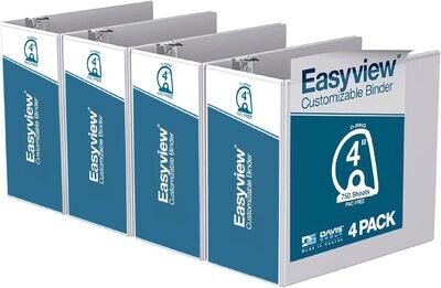 EasyView Premium Angled D-Ring Binders with Clear-View Covers