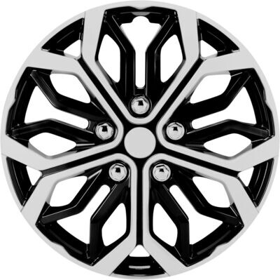 Universal Hubcaps - Black & Silver Wheel Covers for Cars - 16 inch Made in