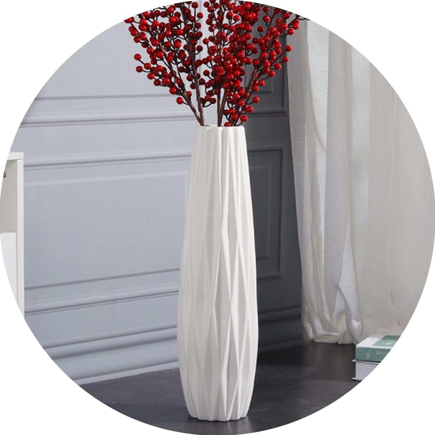 Ceramic White Tall Floor Vase 28 Inches,Modern Large Flower Tall Vases
