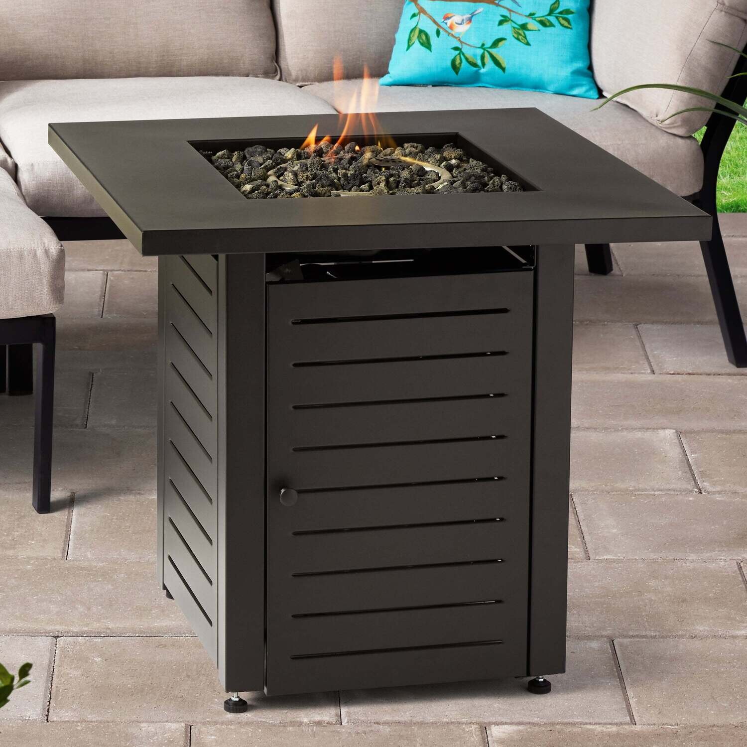 Mainstays MS1100100101 28 inch Square 50000 BTU Propane Fire Pit Table
