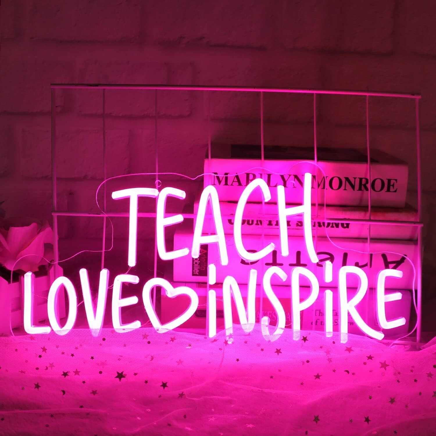 JFLLamp TEACH LOVE INSPIRE Neon Signs for Wall Decor Neon Lights for