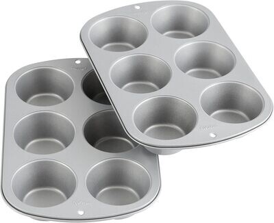 Wilton Recipe Right Non-Stick 6 Cup Jumbo Muffin Pan, 2 count (Pack of 1)
