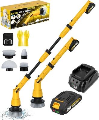 Electric Spin Scrubber 20V Cordless Cleaning Brush with Adjustable Extension Arm