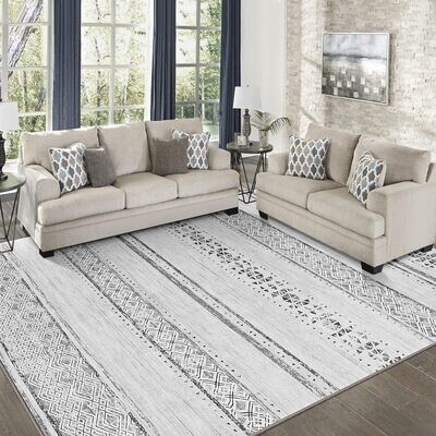 Area Rugs 9x12 Living Room: Large Machine Washable Rug with Non-Slip Backing
