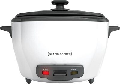 BLACK+DECKER Rice Cooker 6-Cup (Cooked) with Steaming Basket, Removable