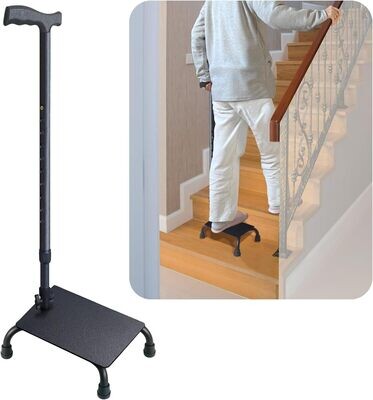 Aliseniors Adjustable Quad Cane for Easy Walking on Stairs