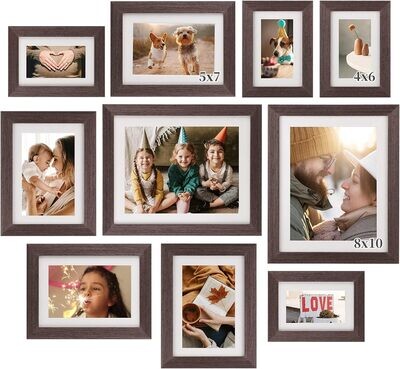 Firelex Picture Frames Set Photo Frames: 10 Pack Rustic Wood Family Picture