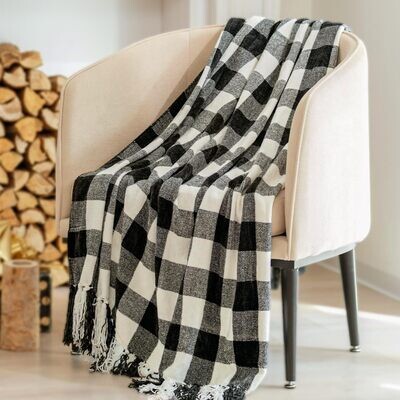 EVERGRACE Stewart Plaid Chenille Throw Blanket for Couch,Colorful
