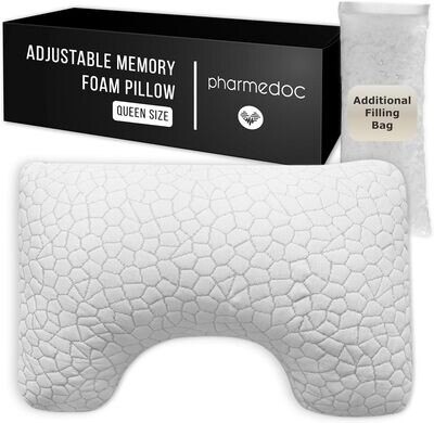 Pharmedoc Memory Foam Pillows - Side Sleeper Pillow - Curved Pillow -