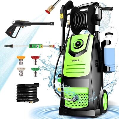 High Power Washer with Hose Reel & 5 Nozzles, 2000W