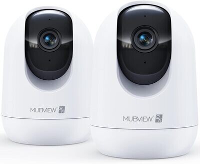 MUBVIEW Cameras for Home Security, 2,4G WiFi 2K Indoor Wired Security Baby/Pet