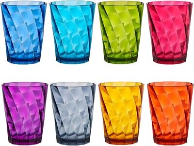 US Acrylic Optix Plastic Reusable Drinking Glasses (Set of 8) 14oz Rocks Cups
