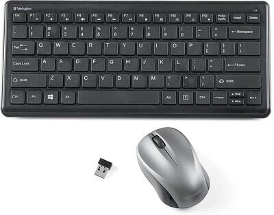 Verbatim Wireless Keyboard and Mouse Combo Compact Silent 2.4GHz Lag-Free
