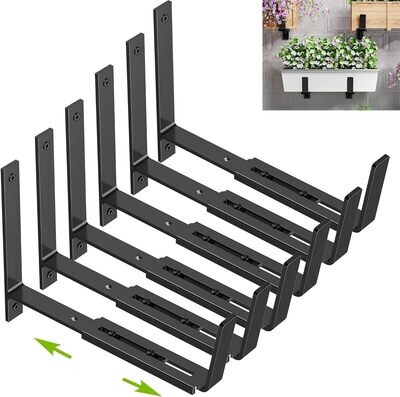 Y&M Adjustable Planter Box Brackets, Brackets for Window Boxes Planters, 6 Pack