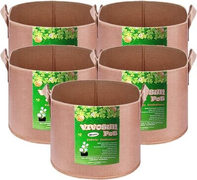 VIVOSUN 5-Pack 30 Gallons Grow Bags Heavy Duty Thickened Nonwoven Fabric Pots