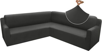 Arfntevss Corner Sectional L Shape Sofa Cover, Large, Dark Grey
