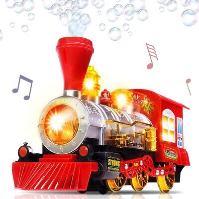 Bubble Blowing Toy Train with Lights & Sounds, Bump and Go Toddler Train Toys