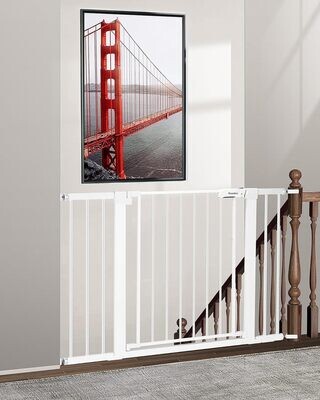Safety Baby Gate for Stairs, Auto Close Pressure Mounted Easy Walk