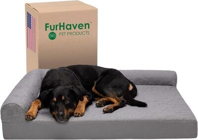 Furhaven Orthopedic Dog Bed for Large Dogs w/ Removable Bolsters & Washable