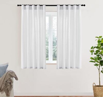 XTMYI 54 Inch Length White Short Curtains for Windows Living Room