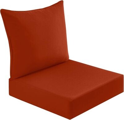 downluxe Outdoor Deep Seat Cushions Set, Waterproof Memory Foam Patio Furniture