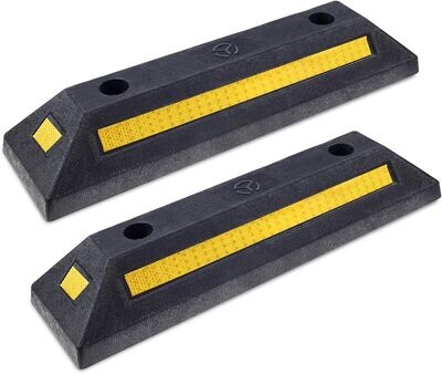 Rubber Curb, Black Heavy Duty Parking Blocks Parking Target with Yellow