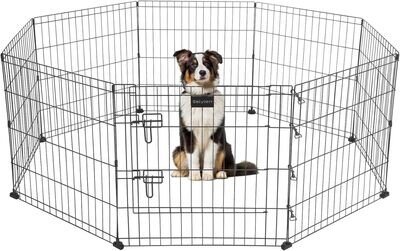 Metal Dog Fence for Camping, Foldable Dog Exercise Pens with Doors, Pet Playpen
