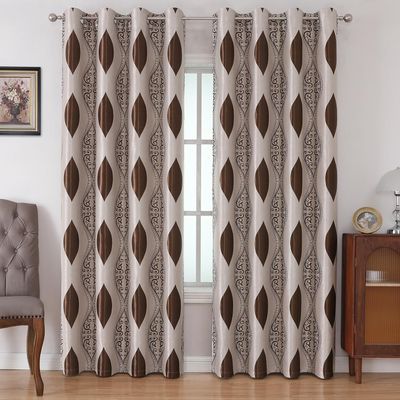HOMEIDEAS Brown and Beige Curtains for Living Room,96 Inches Long 2 Panels Set