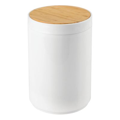 mDesign Plastic Round Trash Can Small Wastebasket - Garbage Bin Container