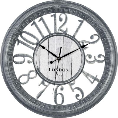 Bernhard Products Large Wall Clock 16 Inch Gray Noiseless Battery Operated