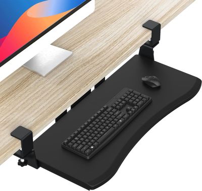 Keyboard Tray Under Desk,Pull Out Keyboard & Mouse Tray with Heavy-Duty C Clamp