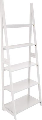 Amazon Basics Modern 5-Tier Ladder Bookshelf Organizer, Solid Rubberwood Frame