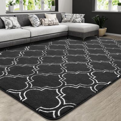 HOMORE Geometric Shag Rug for Bedroom, 4'x6' Gray Shaggy Rugs for Living Room