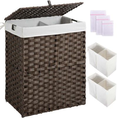 GREENSTELL Laundry Hamper with lid, No Install Needed, 90L Wicker Laundry
