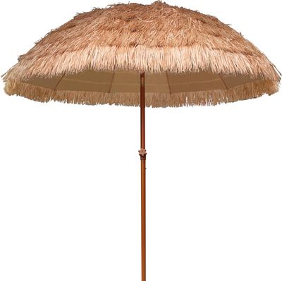 AMMSUN 7.5ft Hula Thatched Tiki Patio Beach Umbrella Hawaiian Style 10 Ribs UPF
