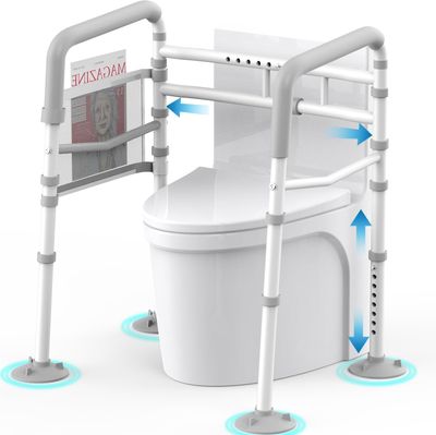 Agrish Stand Alone Toilet Safety Rail - Adjustable Width & Height Fit Any