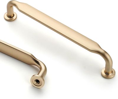 Asidrama 10 Pack 5 Inch(128mm) Brushed Brass Kitchen Cabinet Handles, Cabinet