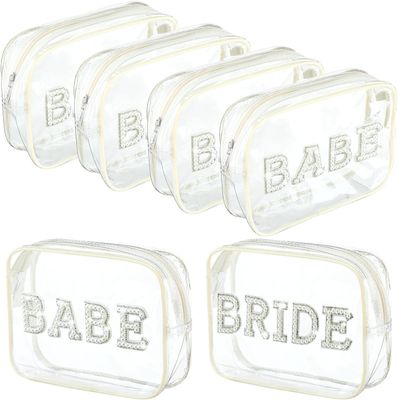 Cunno Bride and Babe Bachelorette Makeup Bag Bride Patch Clear Toiletry