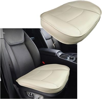 Dickno Car Seat Bottom Cover, PU Leather Auto Front Seat Button Protector