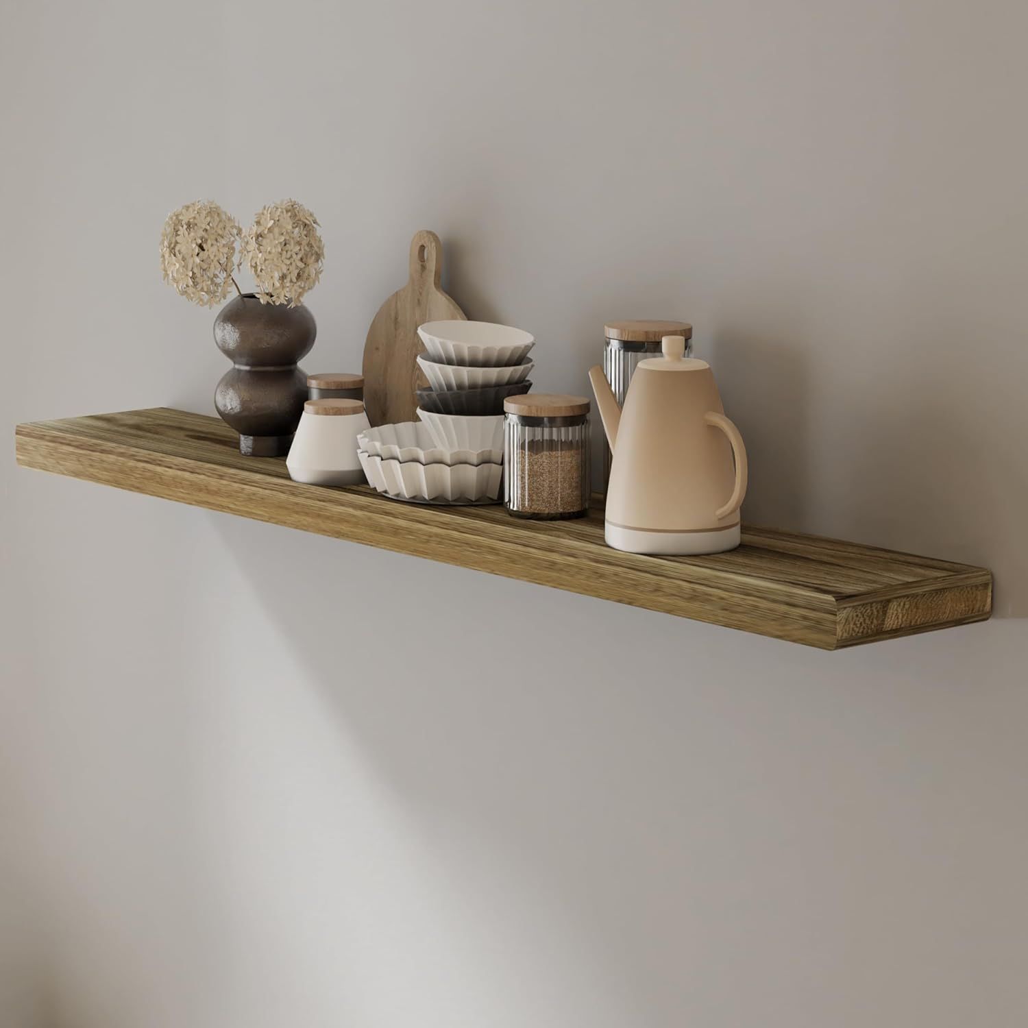 ROGMARS 48 Inches Long Floating Shelves,8 Inch Deep Rustic Solid Wood
