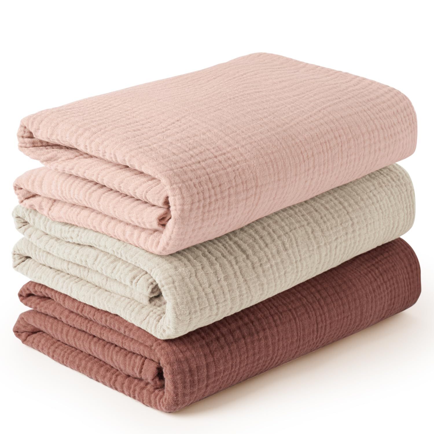 Konssy 3 Pack Muslin Swaddle Blankets for Unisex, Newborn Receiving