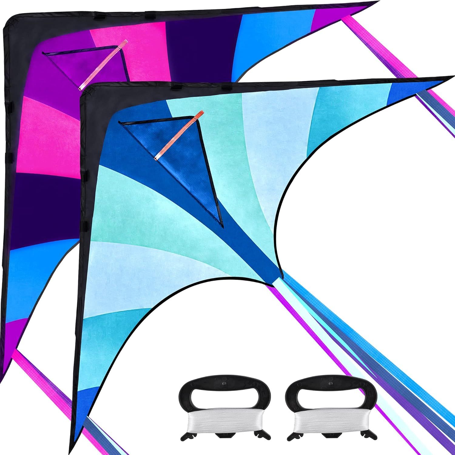 JOYIN 2 Packs Large Delta Kite Blue and Purple Kite Easy to Fly Huge