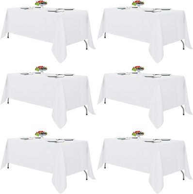 Fitable White Tablecloths for Rectangle Tables, 6 Pack - 70 x 120 Inches -