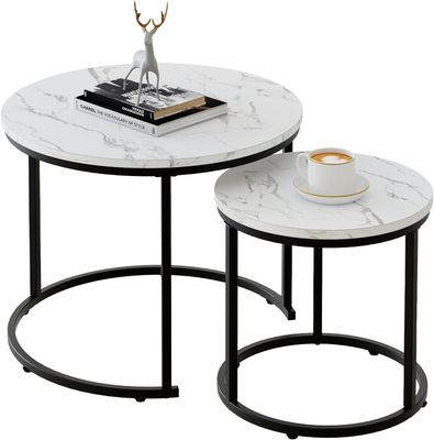 aboxoo Round Nesting Coffee Table Side Table Set of 2 End Tables for Living Room