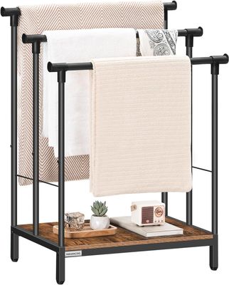 Blanket Rack, Free Standing Towel Rack with Shelf, 3 Tier Towel Stand Blanket