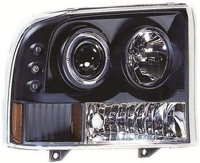 IPCW CWS-500B2 - Clear Projector Headlight w/Rings, Black/Amber Reflector, Pair