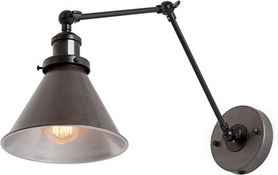 LNC Adjustable Swing Arm Wall Lamp 60W, Brushed Dark Silver