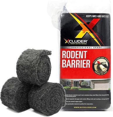Xcluder Rodent Control Fill Fabric; Black 3 Rolls of Stainless Steel Wool