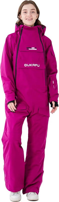 OUKAFU OU002 - Women's One Piece Coveralls, Large, Purple