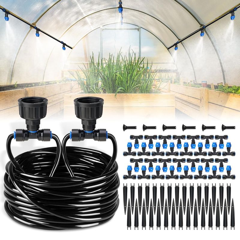 HIRALIY 118FT Greenhouse Mist Drip Irrigation Kit - missing few pieces